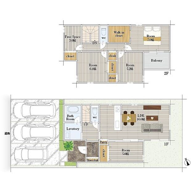 3号棟・4SLDK・土地面積126.17平米(28.16坪)・建物面積106.01平米(32.06坪)