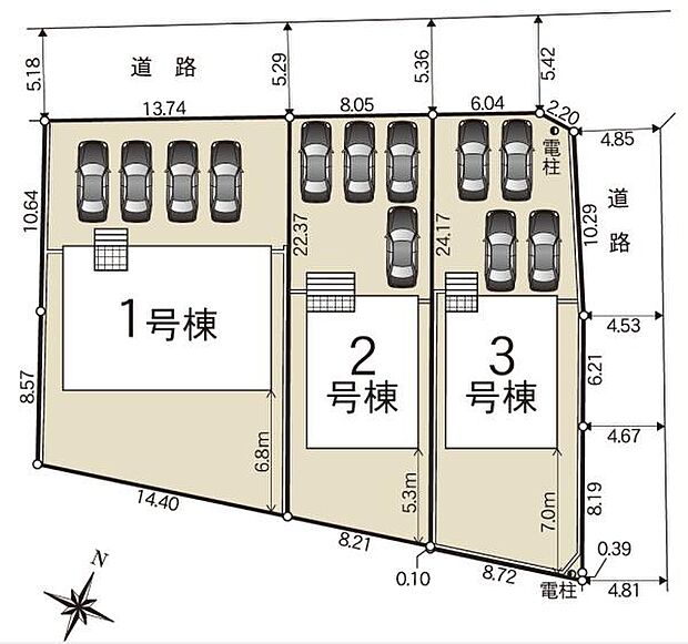 こちらは1号棟です。駐車並列4台可能◎