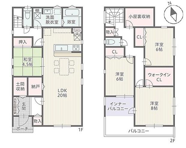 2号棟◇4ＬＤＫ◇土地面積／184.71平方メートル（55.87坪）建物面積／131.68平方メートル（39.83坪）