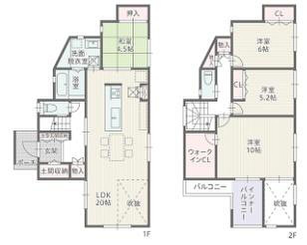 5号棟【土地面積147.02平方メートル(44.47坪)建物面積120.08平方メートル(36.32坪)】
