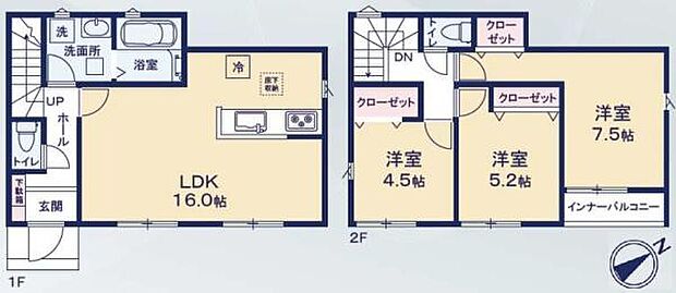 【3号棟】土地面積139.89平方メートル(42.32坪)・建物面積82.80平方メートル(25.05坪)