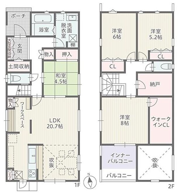 3号棟【土地面積144.84平方メートル(43.81坪)建物面積125.88平方メートル(38.07坪)】