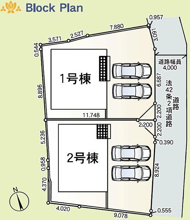 こちらは2号棟です。駐車並列2台可能◎(ただし車種による)