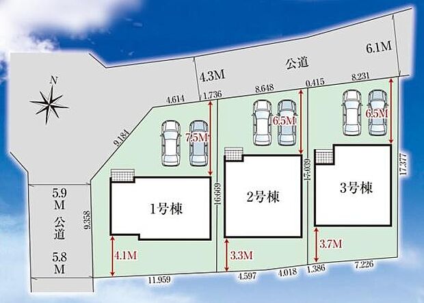 こちらは1号棟です。●角地！●駐車並列2台可能◎