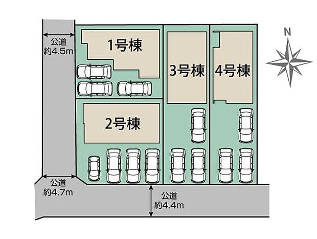 こちらは4号棟になります。南側前面道路で明るい♪