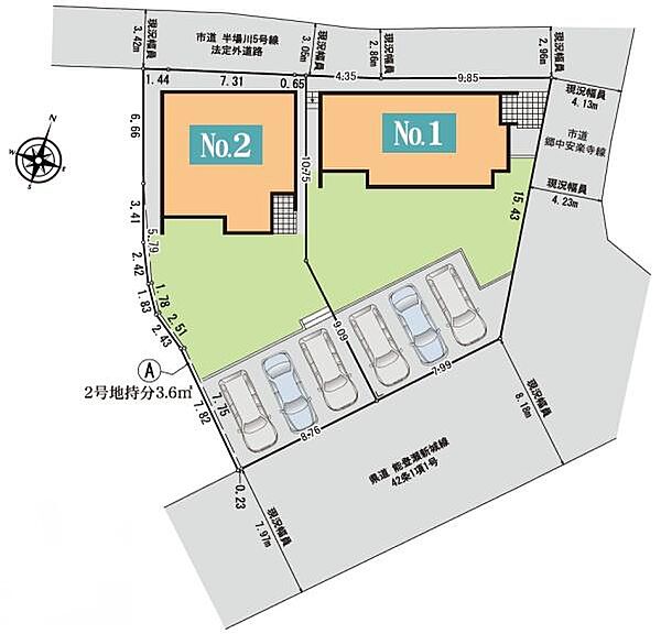 こちらは1号棟です。駐車並列3台可能◎（ただし車種による）