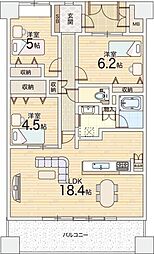 ジオ香里ケ丘中央公園 3LDKの間取図画像
