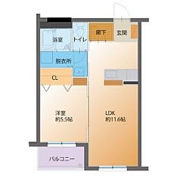 ハートフルミナクサ 1LDKの間取図画像