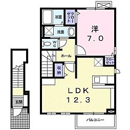 ブリーズヒル 1LDKの間取図画像