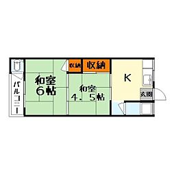 大栄アパート 2Kの間取図画像