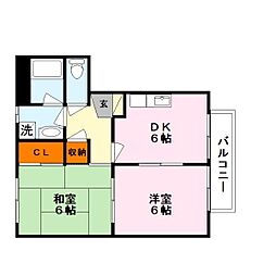 ブルータウン 2DKの間取図画像