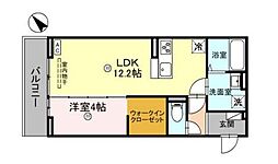ブランシア目川 1LDKの間取図画像
