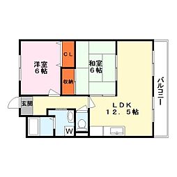 グランパティー小柿 2LDKの間取図画像