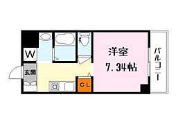 レジデンス壽 1Kの間取図画像