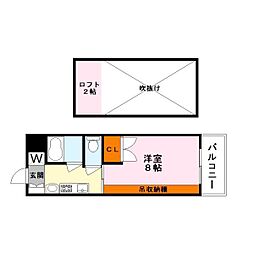 コーポ吉井 1Kの間取図画像