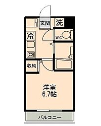 ウエスト・アベニュー 1Kの間取図画像