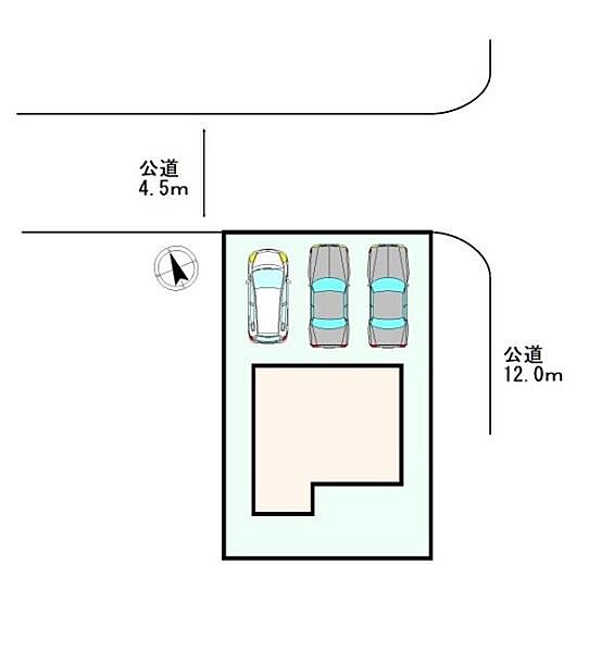 3台分の駐車スペースをゆとりをもって確保◎角地ならではの見晴らしの良さと日当たりの良さがあり、圧迫感のない伸びやかな住環境です！お車の出し入れもしやすく、複数台をお持ちのご家族にも安心です。
