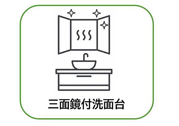 収納力と機能性に優れた使いやすい洗面室。洗濯機スペースには窓があります。