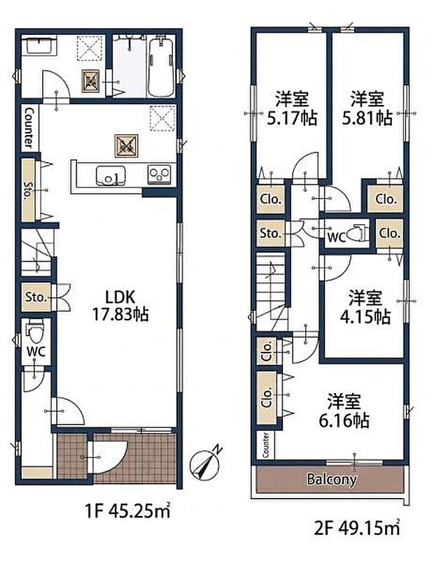 1号棟　4LDK　土地/120.36平米　建物94.40平米