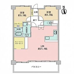 藤和ハイタウン戸坂弐番館 2LDKの間取図画像