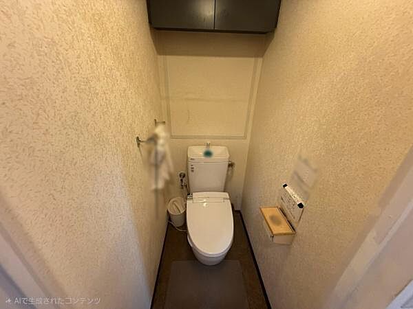 温水洗浄便座付きのトイレです！※生成AIにより家具等撤去しております。