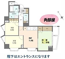 ライオンズマンション拝島第2 3DKの間取図画像
