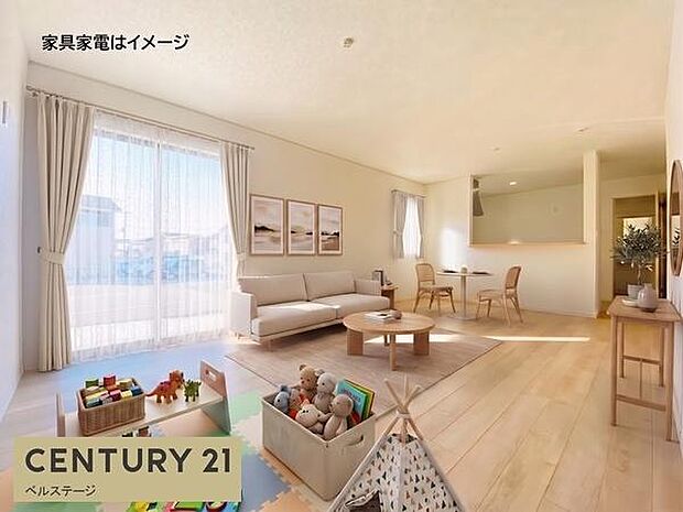 人気の対面キッチンを採用したLDK。お料理中もご家族との会話が弾み、お子様の様子も見守れて安心です。温もりあふれる空間で、家族の笑顔が広がる暮らしを叶えませんか。