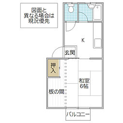 グリーンコーポ 1Kの間取図画像