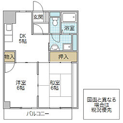 ルマタン・ドール 1階2DKの間取り