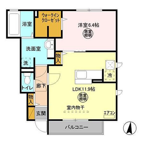 スカイブルー I 102号室｜茨城県水戸市平須町(賃貸アパート1LDK・1階・47.44㎡)の写真 その2