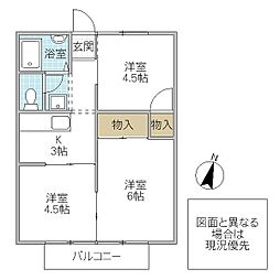 コーポ冨田1 3Kの間取図画像