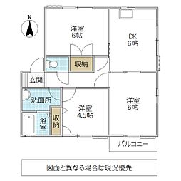 メゾン・シャルム E 2階3DKの間取り