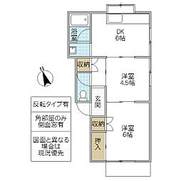 田口コーポ 2DKの間取図画像