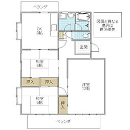 シャンバラハイツ 3DKの間取図画像