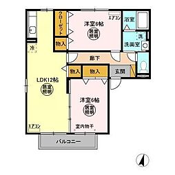 大黒屋 二番館 2階2LDKの間取り