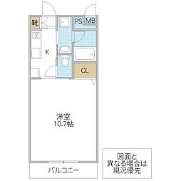 ラヴィエール ミト 1階1Kの間取り