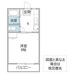 ロイヤルコート元吉田 1Kの間取図画像