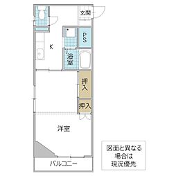 栄國マンション 33階1Kの間取り