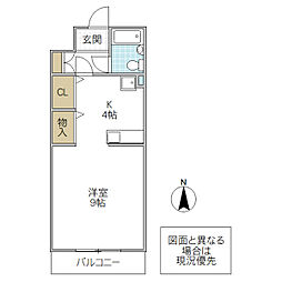 カーサ・ディ・赤塚 1階ワンルームの間取り