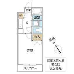 フローラル321 1Kの間取図画像