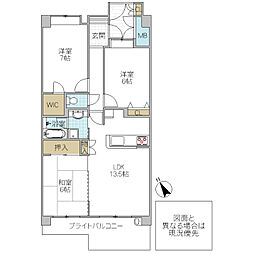 シーズガーデン水戸パークフロント 3階3LDKの間取り