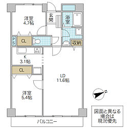 グレイスヒルズマンション 2LDKの間取図画像