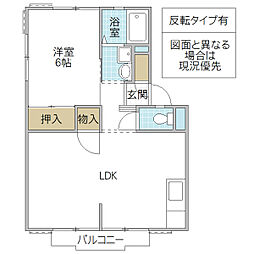 フローラルハイツB 1LDKの間取図画像