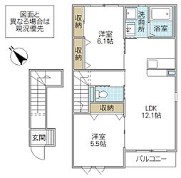 Bonne recolte 2階2LDKの間取り