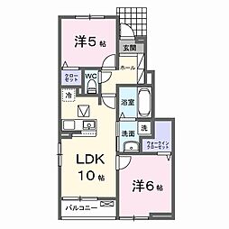エースガーデン I 1階2LDKの間取り