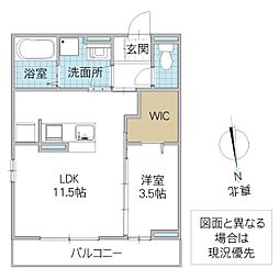 プア メリア 3階1LDKの間取り