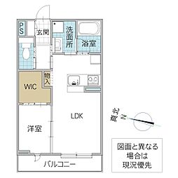 グラム天王町 1階1LDKの間取り