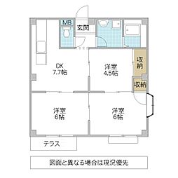 メープルファーム照山  I 1階3DKの間取り