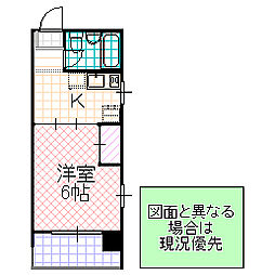 グレースタワー城南 7階1Kの間取り