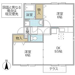 大黒屋 三番館 1階2DKの間取り
